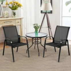 Costway 2PCS Patio Chairs Deck Yard W/Armrest Brown/Beige/Gray -Costway GUEST 540bf9ee acf8 4c85 b9a3 b35f3d6f5b4b