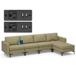 Costway Modular L-shaped Sectional Sofa W/ Reversible Chaise & 4 USB Ports OrangeDark Grey 23 Costway Modular L-shaped Sectional Sofa W/ Reversible Chaise & 4 USB Ports OrangeDark Grey -Costway GUEST 546a0edb fc9c 4810 a03e b6c08aa7efb0