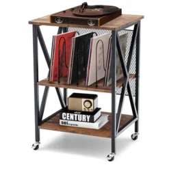 Costway 3-tier Rolling Turntable Stand Vinyl Record Storage Shelf With 3 Dividers & Wheels -Costway GUEST 5497e518 5d1d 4465 9f8c d586aaa956b5