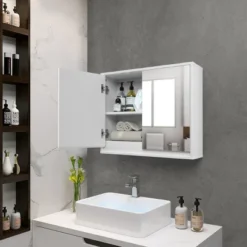 Costway Wall Mounted Bathroom Storage Cabinet Medicine Cabinet Organizer Shelf W/Double Mirror Door White 11 Costway Wall Mounted Bathroom Storage Cabinet Medicine Cabinet Organizer Shelf W/Double Mirror Door White -Costway GUEST 54b30696 b154 43de b76e bd358910a02a