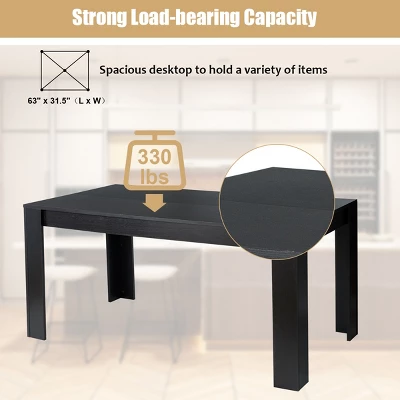 Costway 63'' Dining Table Rectangular Modern Kitchen Table For 6 People Home Furniture 9 Costway 63'' Dining Table Rectangular Modern Kitchen Table For 6 People Home Furniture - Image 9