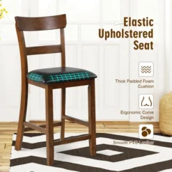 Costway Set Of 4 Barstools Counter Height Chairs W/Leather Seat & Rubber Wood Legs 14 Costway Set Of 4 Barstools Counter Height Chairs W/Leather Seat & Rubber Wood Legs -Costway GUEST 54f5ba00 af59 4ad1 8bd2 296427fe9fcb