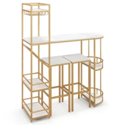 Costway 3 PCS Bar Table Set 2 Stools Storage Shelves Glass Holder Wine Rack Space Saving 17 Costway 3 PCS Bar Table Set 2 Stools Storage Shelves Glass Holder Wine Rack Space Saving -Costway GUEST 55218686 0398 404c 92b6 38c69c0ecf51