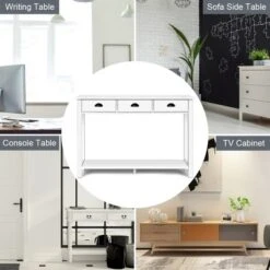 Costway 47'' Console Table Hall Table Side Desk Accent Table Drawers Shelf Entryway White 12 Costway 47'' Console Table Hall Table Side Desk Accent Table Drawers Shelf Entryway White -Costway GUEST 552f7b89 c2d9 4b4d b2a8 967f91094b7c