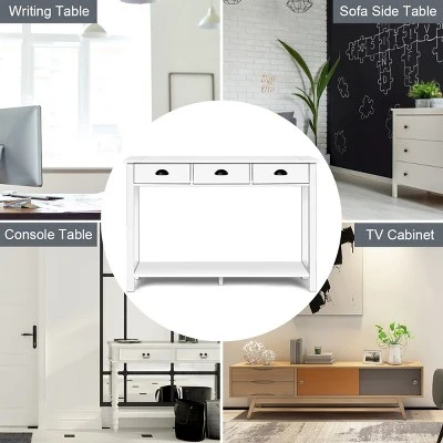 Costway 47'' Console Table Hall Table Side Desk Accent Table Drawers Shelf Entryway White 5 Costway 47'' Console Table Hall Table Side Desk Accent Table Drawers Shelf Entryway White - Image 5
