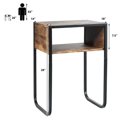 Costway Side Table Industrial Coffee Table W/Metal Frame Rustic End Table Nightstand 1 Costway Side Table Industrial Coffee Table W/Metal Frame Rustic End Table Nightstand