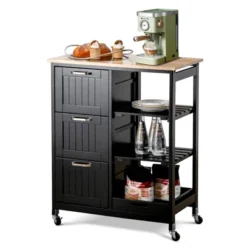 Costway Rolling Kitchen Island Utility Storage Cart W/ 3 Storage Drawers & Shelves White/Black 20 Costway Rolling Kitchen Island Utility Storage Cart W/ 3 Storage Drawers & Shelves White/Black -Costway GUEST 558013ea 1746 455f 8399 c99270740738