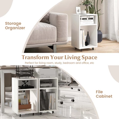 Costway Mobile File Cabinet Wooden Printer Stand Vertical Storage Organizer Home Office 5 Costway Mobile File Cabinet Wooden Printer Stand Vertical Storage Organizer Home Office - Image 5