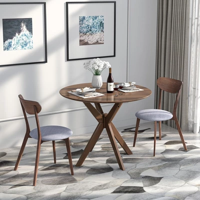 Costway 3 PCS Dining Table Set Modern Round Kitchen Table And Chairs Set For Dining Room 3 Costway 3 PCS Dining Table Set Modern Round Kitchen Table And Chairs Set For Dining Room - Image 3