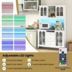 Costway 73” Kitchen Pantry Cabinet Kitchen Storage Hutch With LED Lights USB Ports Type-C Port AC Outlets Kitchen Utility Cabinet With 3 Drawers -Costway GUEST 55f2b4d4 99da 4210 bff7 a0f317fad6ac