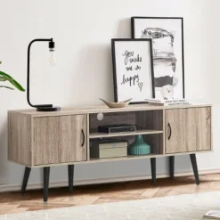 Costway TV Stand Entertainment Center For TV's Up To 65'' W/ Storage Cabinets & Wood Legs -Costway GUEST 5676f7fe 1971 4c98 ab8e 089714246e04