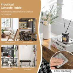 Costway Console Table Industrial Large Drawers Storage Shelf Narrow Entryway Hallway -Costway GUEST 569d22eb 7503 4d47 88ad 979b532ff484