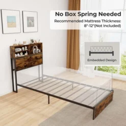 Costway Twin/Full/Queen/King Bed Frame With Charging Station Storage Headboard Under-bed Storage Space -Costway GUEST 56e952ff 3c3a 4c4c 8bfc 48606a66b478
