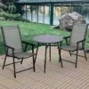 Costway 2PCS Folding Chairs Steel Frame Patio Garden Outdoor W/ Armrest & Footrest