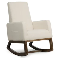 Costway Mid Century Retro Fabric Upholstered Rocking Chair Modern Armchair Beige -Costway GUEST 57699a29 6b4d 4b15 99ed 85fd797695c6