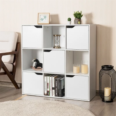 Costway 9 Cube Bookcase Cabinet Wood Bookcase Storage Shelves Room Divider Organization 2 Costway 9 Cube Bookcase Cabinet Wood Bookcase Storage Shelves Room Divider Organization - Image 2