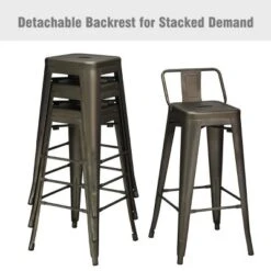 Costway Set Of 4 Metal Bar Stools 30'' Bar Height Barstools Industrial W/ Low Back Gun -Costway GUEST 5797360c 439f 461d a1c4 88c3d576c3e7