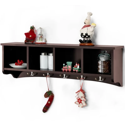 Costway Hanging Entryway Shelf Coat Rack Wall Mounted Storage Cabinets 12 Costway Hanging Entryway Shelf Coat Rack Wall Mounted Storage Cabinets - Image 12