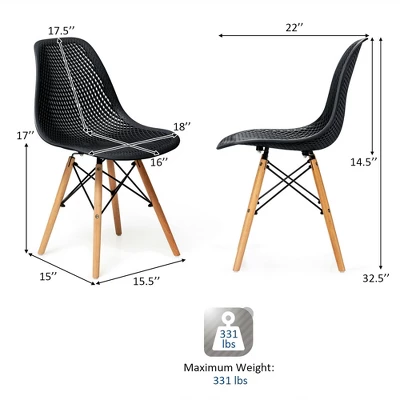 Costway 2PCS Modern DSW Dining Chair Office Home W/ Mesh Design Wooden Legs 1 Costway 2PCS Modern DSW Dining Chair Office Home W/ Mesh Design Wooden Legs