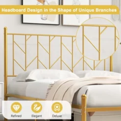 Costway Full/Queen/Twin Size Metal Platform Bed Frame Vintage Headboard Mattress Foundation Gold 12 Costway Full/Queen/Twin Size Metal Platform Bed Frame Vintage Headboard Mattress Foundation Gold -Costway GUEST 58077c41 f6be 4d61 b3dd 3e6bc5e6b6e9