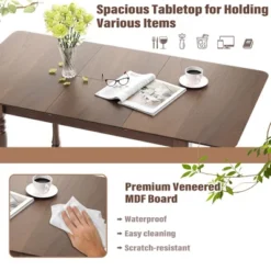 Costway Extension Dining Room Table Butter Leaf Rectangle Table W/ Hardwood Structure -Costway GUEST 584da259 536b 4803 9f7c 9457c69c1df9