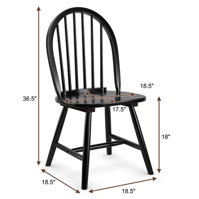 Costway Set Of 4 Vintage Windsor Dining Side Chair Wood Spindleback Kitchen Room BlackWhite 3 Costway Set Of 4 Vintage Windsor Dining Side Chair Wood Spindleback Kitchen Room BlackWhite - Image 3