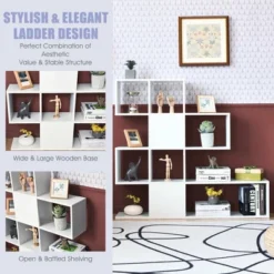 Costway 5-Tier Bookshelf Corner Ladder Bookcase Display Storage Rack White 14 Costway 5-Tier Bookshelf Corner Ladder Bookcase Display Storage Rack White -Costway GUEST 594460ad 872c 4e7a a070 8a9dcc87c438