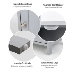 Bathroom Wooden Floor Cabinet Multifunction Storage Rack Organizer Stand Grey/White -Costway GUEST 59590d8c 1e9f 49df a93e f383b1d3bc54