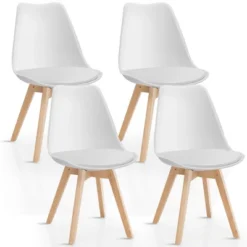 Costway Set Of 4 Dining Chair Mid Century Modern Shell PU Seat W/ Wood-Leg White 21 Costway Set Of 4 Dining Chair Mid Century Modern Shell PU Seat W/ Wood-Leg White -Costway GUEST 595a478c f3ae 4b7b ac98 936709250895