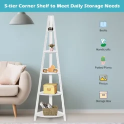 Costway 5 Tier Corner Ladder Shelf Floor Stand Shelves Bookshelf Display Bookcase -Costway GUEST 59682bcc 285d 425e aea2 b558b3340cf0