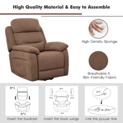 Costway Power Lift Recliner Chair Sofa For Elderly W/ Side Pocket & Remote Control GreyBrown -Costway GUEST 59a97d16 2ec6 44fa bb38 2c3c05c94c25