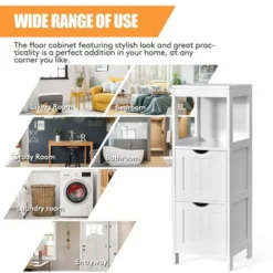 Costway Bathroom Floor Cabinet Side Wooden Storage Organizer W/ Removable Drawers White 14 Costway Bathroom Floor Cabinet Side Wooden Storage Organizer W/ Removable Drawers White -Costway GUEST 59bbbc3c 5b1c 4b43 8e44 11211de2a0d7