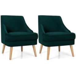 Costway Set Of 2 Accent Chairs Velvet Single Sofa Chair W/Rubber Wood Legs PinkGreenGrey 21 Costway Set Of 2 Accent Chairs Velvet Single Sofa Chair W/Rubber Wood Legs PinkGreenGrey -Costway GUEST 59dbcab4 4442 40d1 9425 7518c83be80c