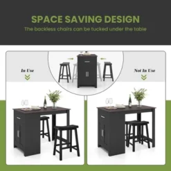 Costway 3 Pieces Bar Table Set Pub Dining Table With Saddle Stools & Storage Cabinet Black 8 Costway 3 Pieces Bar Table Set Pub Dining Table With Saddle Stools & Storage Cabinet Black -Costway GUEST 59e059c5 2cd3 4c34 b555 b5d7e62675a6