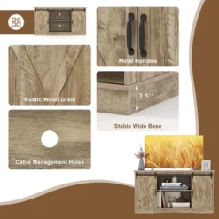 Costway 59'' Farmhouse TV Stand Sliding Barn Door Cabinet W/ Adjustable Shelf -Costway GUEST 5a9359f3 3ba4 4577 9faa aefc280e6800