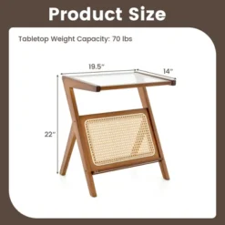 Costway Rattan Side Table Bamboo Accent Bedside Table With Tempered Glass Top Walnut/Natural 13 Costway Rattan Side Table Bamboo Accent Bedside Table With Tempered Glass Top Walnut/Natural -Costway GUEST 5a97861f 393c 40dd bc72 07127995e83c