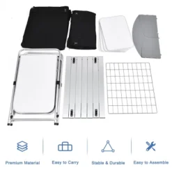 Costway Folding Portable Aluminum Camping Grill Table W/ Storage Organizer Windscreen Black -Costway GUEST 5a98d094 8dcb 4746 911a f46b9c420996