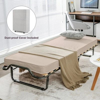 Costway Folding Bed W/Memory Foam Mattress Dust-Proof Bag Rollaway Metal Bed Sleeper Made In Italy 2 Costway Folding Bed W/Memory Foam Mattress Dust-Proof Bag Rollaway Metal Bed Sleeper Made In Italy - Image 2