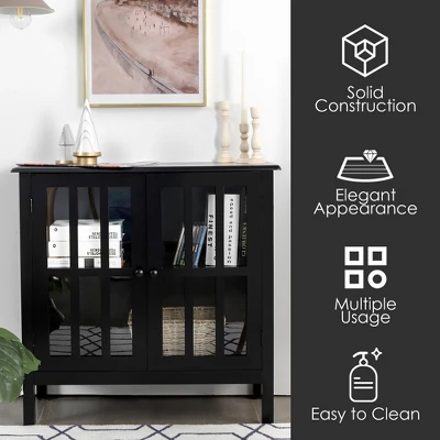 Costway Storage Buffet Cabinet Glass Door Sideboard Console Table Server 6 Costway Storage Buffet Cabinet Glass Door Sideboard Console Table Server - Image 6