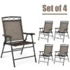 Costway Set Of 4 Patio Folding Chairs Sling Portable Dining Chair Set W/ Armrest