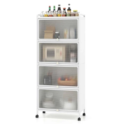 Costway 5-Tier Kitchen Baker's Rack Storage Cabinet Mobile Microwave Stand Flip-up Doors White/Black/Grey/Green 13 Costway 5-Tier Kitchen Baker's Rack Storage Cabinet Mobile Microwave Stand Flip-up Doors White/Black/Grey/Green - Image 13