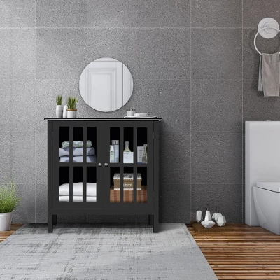 Costway Storage Buffet Cabinet Glass Door Sideboard Console Table Server 3 Costway Storage Buffet Cabinet Glass Door Sideboard Console Table Server - Image 3