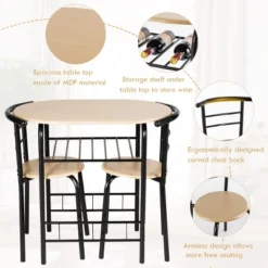 Costway 3 Piece Dining Set Compact 2 Chairs And Table Set With Shelf Storage -Costway GUEST 5bda16f6 e3b2 4d21 a8d4 32b3bc6d6234