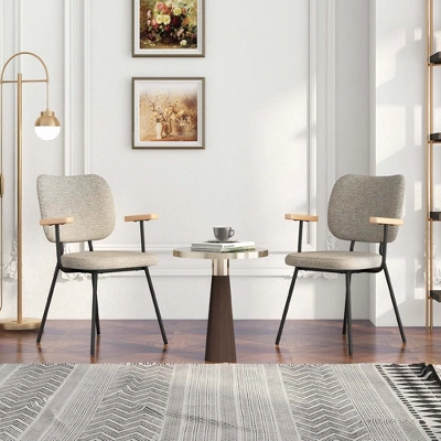 Costway Set Of 2 Modern Linen Fabric Dining Chairs Padded Kitchen Accent Armchair Grey/Orange 1 Costway Set Of 2 Modern Linen Fabric Dining Chairs Padded Kitchen Accent Armchair Grey/Orange