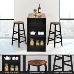 Costway 3 Pieces Bar Table Set Industrial Counter With Storage Black 15 Costway 3 Pieces Bar Table Set Industrial Counter With Storage Black -Costway GUEST 5bf89796 3456 4e63 a4dc a77de44c2861