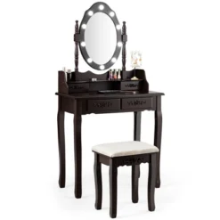 Costway Makeup Vanity Dressing Table Set W/10 Dimmable Bulbs Cushioned Stool 21 Costway Makeup Vanity Dressing Table Set W/10 Dimmable Bulbs Cushioned Stool -Costway GUEST 5c21d327 bacd 45ff b147 2985021d46df
