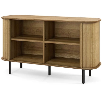 Costway 47" Sideboard Buffet Cabinet With Sliding Tambour Doors Adjustable Shelves Oak 9 Costway 47" Sideboard Buffet Cabinet With Sliding Tambour Doors Adjustable Shelves Oak - Image 9