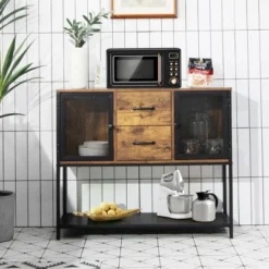 Costway Industrial Buffet Sideboard Kitchen Cupboard W/ Metal Mesh Doors & 2 Drawers 12 Costway Industrial Buffet Sideboard Kitchen Cupboard W/ Metal Mesh Doors & 2 Drawers -Costway GUEST 5ca33f41 6073 473e b131 efa3d23fde0f