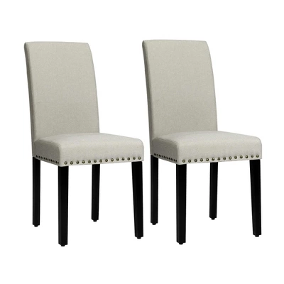 Costway Set Of 2 Fabric Dining Chairs Upholstered With Nailhead Trim 10 Costway Set Of 2 Fabric Dining Chairs Upholstered With Nailhead Trim - Image 10