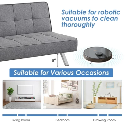 Costway Convertible Futon Sofa Bed Adjustable Sleeper With Stainless Steel Legs 4 Costway Convertible Futon Sofa Bed Adjustable Sleeper With Stainless Steel Legs - Image 4